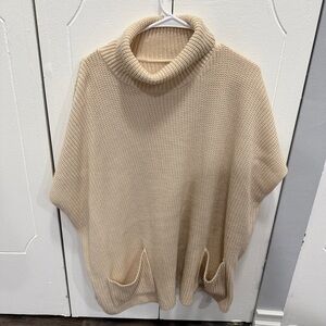 NWOT Shein Cream Knit Turtle Neck Poncho